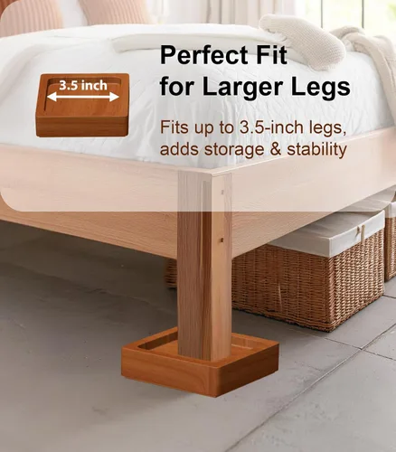 Vista 5 de Elevadores de muebles de cama de madera Lufia de 1 pulgada, elevadores de muebles de madera de pino macizo: mejora la durabilidad, la comodidad