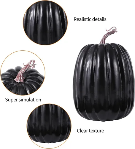 Vista 5 de Lucakuins Calabazas artificiales grandes de 8 pulgadas, calabazas blancas decorativas de espuma, lindas calabazas falsas para decoración del hogar