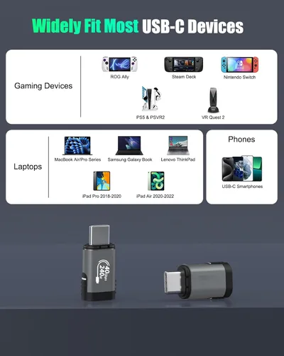 Vista 8 de MoKo Paquete de 2 adaptadores magnéticos USB C, adaptador USB C magnético con PD 240W/8K video/USB4 40Gbps para Thunderbolt 3/4, MacBook Pro/Air/ROG