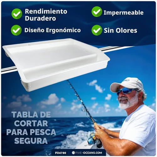 Vista 7 de Five Oceans Tabla de cortar para barco, 17 x 14 pulgadas, color blanco Tabla de cortar de cebo de lujo (montaje en riel y cubierta)