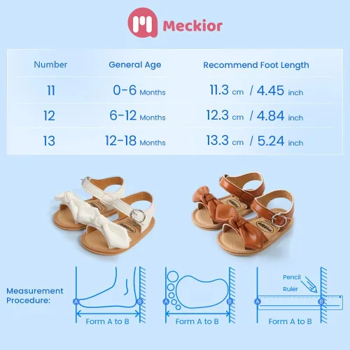 Vista 41 de Meckior Sandalias de verano con punta abierta y suave de piel sintética para bebés y niñas pequeñas