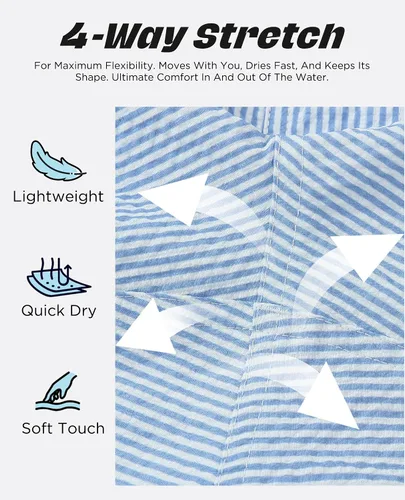 Vista 5 de Men's Swim Shorts Seersucker Swimming Trunks for Men Beach Shorts Quick Dry Bathing Suit 5"/7"/9" with Pockets
