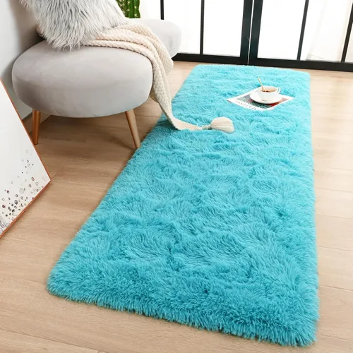 Vista 18 de Terrug Alfombra Corredor Negra Esponjosa para Dormitorio, 2x6 Pies Lindas Alfombras de Área de Pelo Largo para Pasillo, Alfombra de Felpa Suave