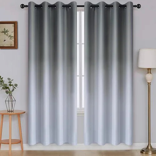 Vista 178 de SimpleHome Cortinas degradadas degradadas para oscurecer la habitación de 36 pulgadas de largo para dormitorio, con ojales y bloqueo de luz Negro