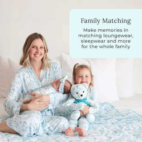 Vista 75 de Posh Peanut Pijamas para niñas, suaves, de viscosa de bambú para niños, pijamas a juego de manga larga para niñas