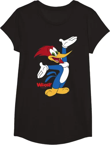 Vista 3 de Woody Woodpecker Camiseta con logotipo de cuerpo completo Negro