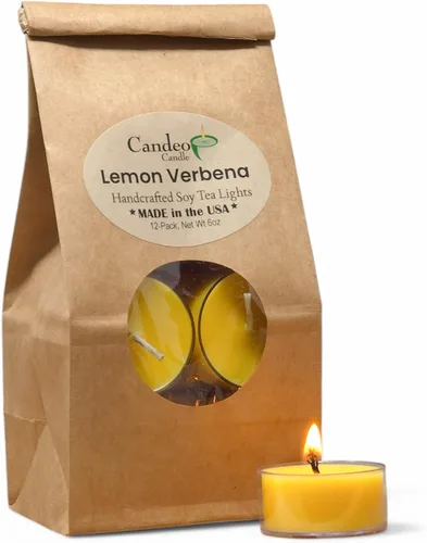 Vista 8 de Amber Romance - Velas de té de soja, paquete de 12 unidades, velas de té beige, altamente perfumadas, fabricadas con cera de soja, hechas a mano