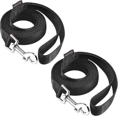 Vista 56 de AMAGOOD 6 pies de correas para cachorros/perros, correa de estilo tradicional resistente con gancho de cuello fácil de usar, correa para perros Negro