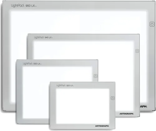 Vista 7 de Caja de luz LED delgada Artograph, 9" x 6" atenuable para dibujo y calcar, LightPad 920 LX
