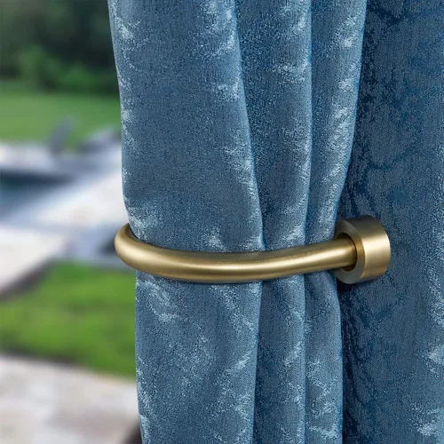 Vista 2 de Alzapaños de cortina premium, alzapaños decorativos de calidad de metal con terminales de zinc, a prueba de óxido, juego de 4 alzapaños para Latón