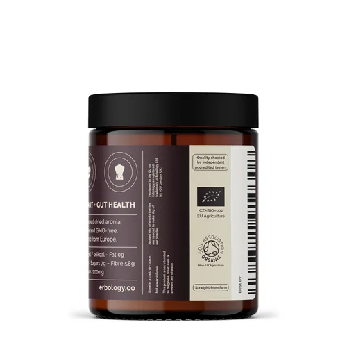 Vista 8 de Erbology Polvo orgánico de bayas de aronia de 3.2 onzas, 30 porciones, apoya la salud de la piel, rico en antocianinas, de origen sostenible
