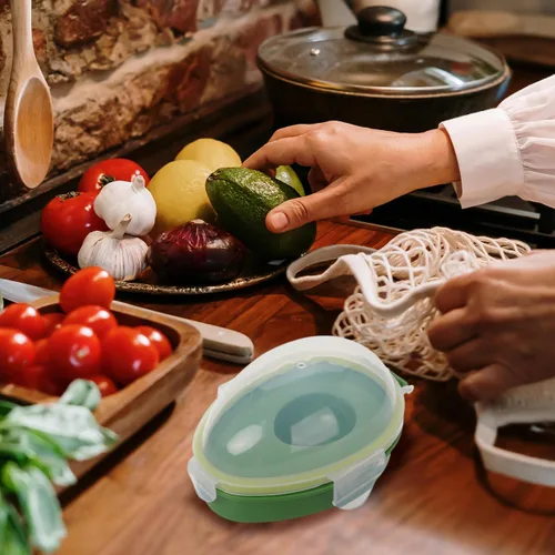 Vista 6 de DOITOOL Contenedor de almacenamiento de aguacate con tapa hermética, caja fresca transparente para conservador de frutas, reutilizable para 1 pieza