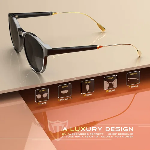 Vista 4 de ATTCL Gafas de sol polarizadas clásicas redondas para mujer, estilo retro, a la moda, UV400