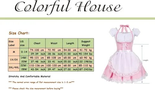 Vista 8 de Colorful House Disfraz de sirvienta con delantal francés para cosplay de anime para mujer