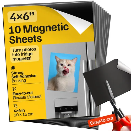Vista 16 de Hojas magnéticas adhesivas autoadhesivas fuertes 4 piezas (22x28 cm/8.5x11") – Papel magnético personalizable para fotos, imanes adhesivos
