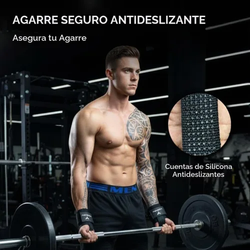 Vista 3 de Weight Lifting Straps with D Ring - Gym Straps with D Ring Negro