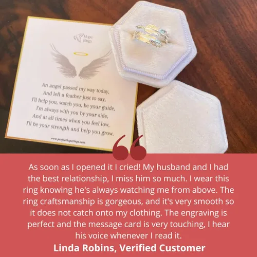 Vista 4 de Project Hope Rings The Feather From An Angel Ring Handcrafted 925 Sterling Silver Angel Ring Tarnish-Free & Hypoallergenic Adjustable Wrap