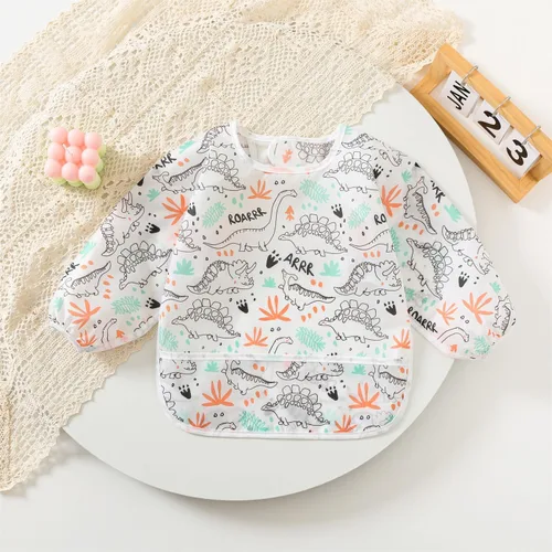 Vista 5 de Paquete de 3 baberos de manga larga, bata de bebé para comer de 6 a 30 meses, baberos reutilizables para bebés y niños pequeños