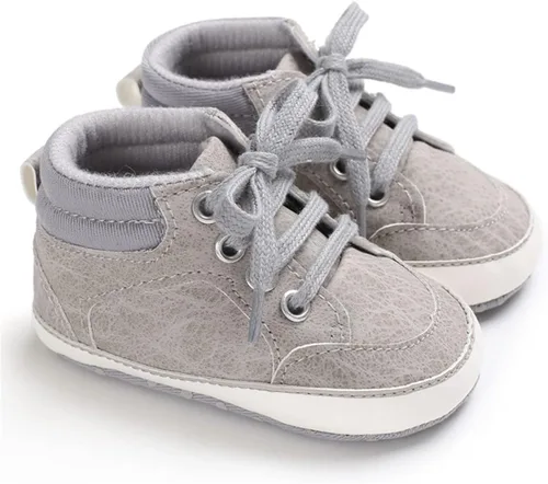 Vista 4 de BENHERO Baby Girls Boys PU Leather Shoes Toddler Infant First Walker Soft Sole High-Top Ankle Sneakers Newborn Crib Shoes