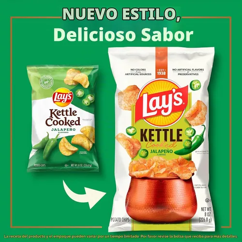 Vista 4 de Lay's Kettle Cooked - Papas fritas sabor jalapeño, 0.85 onzas (paquete con 40 unidades)