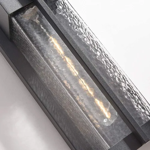 Vista 4 de Maxax Paquete de 2 luces de pared para exteriores del anochecer al amanecer, aplique de pared exterior negro de 13 pulgadas con vidrio de martillo