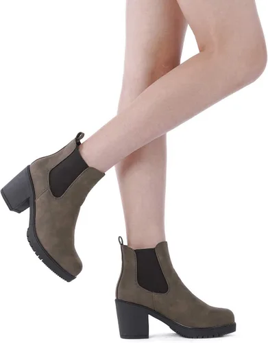 Vista 7 de DREAM PAIRS. FRE - Botines de tacón alto estilo Chelsea para mujer