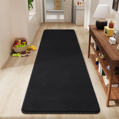 Vista 65 de Amearea Alfombra moderna lavable de 2 x 4 pies, color negro, alfombra de área pequeña para dormitorio, sala de estar, alfombra de espuma