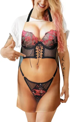 Vista 7 de Delantales Sexys para Mujeres Delantal Divertido de Cocina para Fiesta de Inauguración de Casa Intercambio de Regalos Broma de Navidad