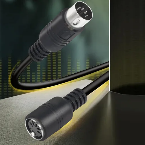 Vista 2 de Cable de extensión MIDI DIN de 5 pines macho a hembra Cable adaptador de audio para sintetizador de teclado MIDI, órgano, piano eléctrico, guitarra