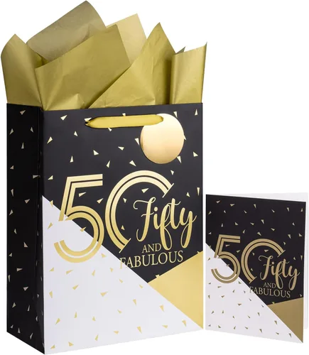 Vista 9 de WRAPAHOLIC Bolsa de regalo de cumpleaños grande de 13 pulgadas con tarjeta y papel de seda - 13 cumpleaños