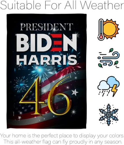 Vista 6 de Biden Harris Flag Juego de bandera de jardín President 46 con soporte de pared para votación patriótica, fiesta de té republicana demócrata