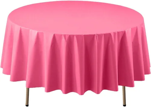 Vista 21 de Party Essentials Mantel redondo de plástico desechable de 84 pulgadas, 3 unidades, color negro