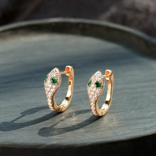 Vista 4 de VACRONA - Aretes tipo arracada de aro para mujer, chapados en oro de 14 quilates, diseño de Huggie