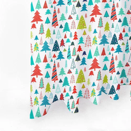 Vista 7 de Cortina de ducha con diseño de árbol de Navidad, acuarela, árbol de Navidad, invierno, vacaciones, tela de poliéster, cortina de ducha de baño, 72 x