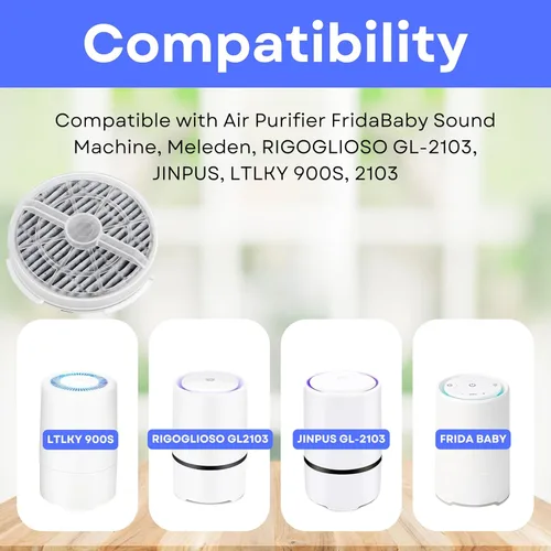 Vista 2 de Nispira Repuesto de filtro HEPA de carbón activado Para purificador de aire FridaBaby máquina de sonido, Meleden, RIGOGLIOSO GL-2103, JINPUS