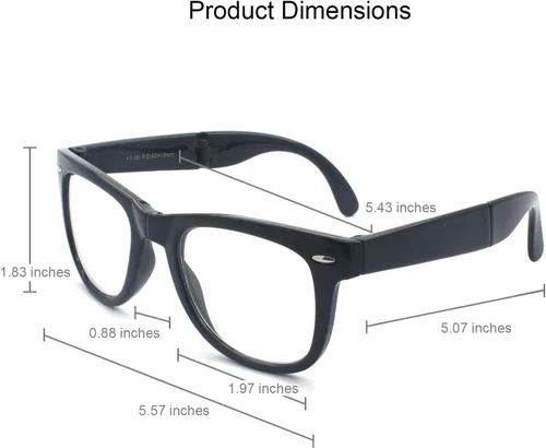 Vista 7 de Gafas de lectura plegables de plástico retro unisex con bolsa