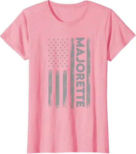 Vista 12 de Great Majorette - Camiseta de bastón giratorio con diseño de bandera de Estados Unidos, Negro, S