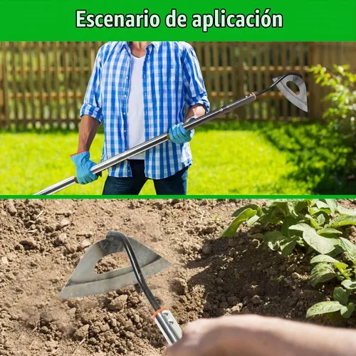 Vista 5 de Hoe - Herramienta de jardín, azada hueca endurecida de acero, azada de acción resistente con mango ajustable de 55 pulgadas, azada de hula de jardín