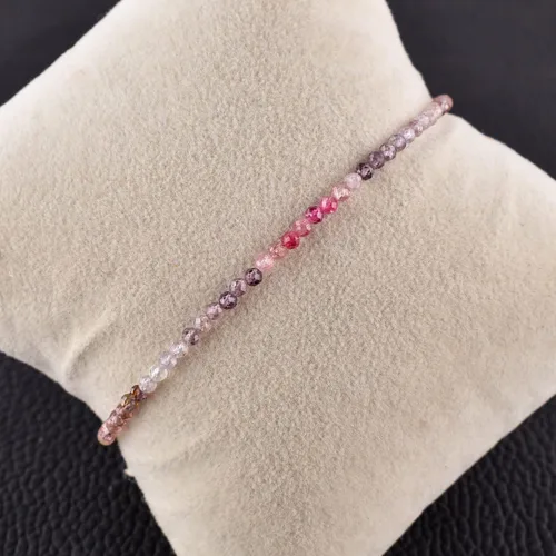 Vista 73 de Natural Gemstone Micro Beads Dainty Bangle Bracelet, Handmade Birthstone Jewelry, Healing Chakra Crystals, Silver Plated 8 inch, Birthday Gift for
