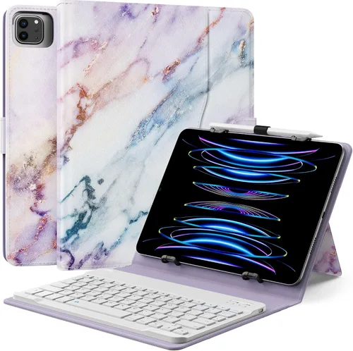 Vista 17 de MoKo Funda universal para tablet con teclado QWERTY para tablet de 9", 9.7", 10.1", 10.2", 10.4", 10.5", 10.9", con teclado Bluetooth inalámbrico