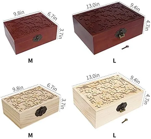 Vista 7 de Mocohana - Caja de madera para tesoro, caja para guardar joyas, tarjetas de colección, regalos y decoración del hogar