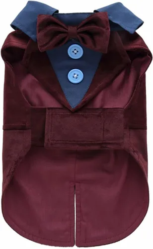 Vista 17 de Esmoquin para cachorro con corbata de moño desmontable, para graduación, boda, uso formal, disfraz de príncipe para perros pequeños (XS, negro)