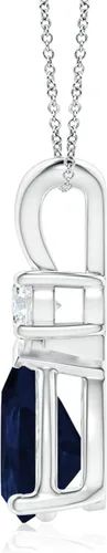 Vista 95 de Angara Colgante de lágrima de zafiro azul natural con diamante en plata/oro macizo de 14 quilates/platino Cumpleaños, compromiso, aniversario