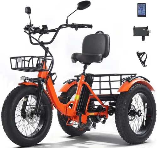 Vista 10 de KAKIGO Electric Tricycle for Adults,Peak 1350W Motor Etrike,48V15.6Ah Ebike,20"x4"Fat Tire Aluminum Folding Electric Trike,3-Wheel Electric