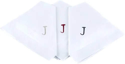 Vista 8 de Pañuelo inicial para hombre, monograma en caja, 3 piezas, 100% algodón Una inicial