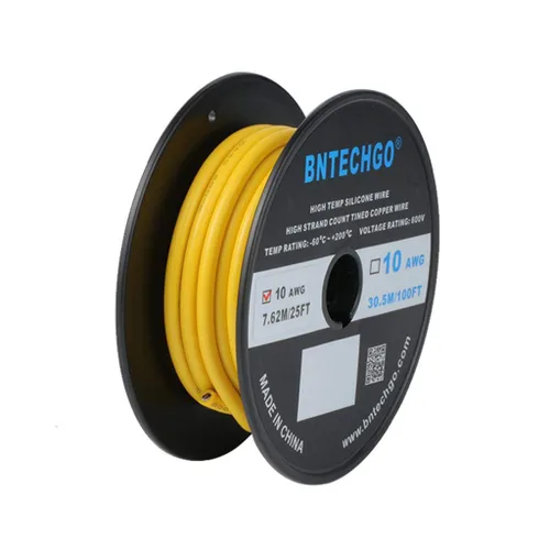 Vista 25 de BNTECHGO Carrete de alambre de silicona calibre 10 de 25 pies, alambre de cobre estañado trenzado de 10 AWG, color azul flexible