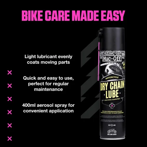Vista 7 de Muc-Off Lubricante de cadena seca para motocicleta, fórmula sintética ultraduradera, lubricación de larga duración, máxima protección de cadena