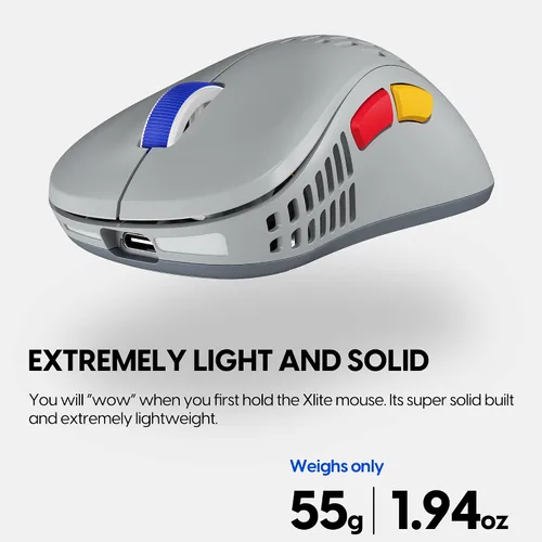 Vista 2 de Pulsar Gaming Gears - Xlite V2 Mini Retro Edition Wireless High Performance Super Light and Fast Ergonómico Gaming Mouse 2.4Ghz 1ms 20000 DPI Sensor