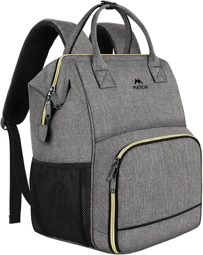 Vista 11 de MATEIN Insulated Lunch Backpack for Women, 15.6 Inch Laptop Backpack, Grey Gris