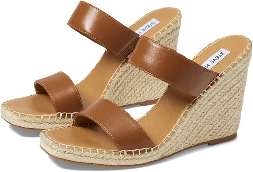Vista 4 de Steve Madden Icey Sandalia de cuña de cuero coñac 7.5 M, Cuero color Cognac